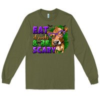 Army Green Eat Drink and Be Scary with Halloween Long Sleeve Tee - texasbilliewilder