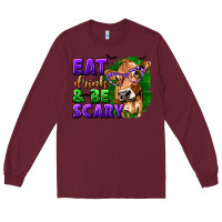 Burgundy Eat Drink and Be Scary with Halloween Long Sleeve Tee - texasbilliewilder
