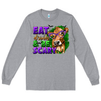 Heather Grey Eat Drink and Be Scary with Halloween Long Sleeve Tee - texasbilliewilder