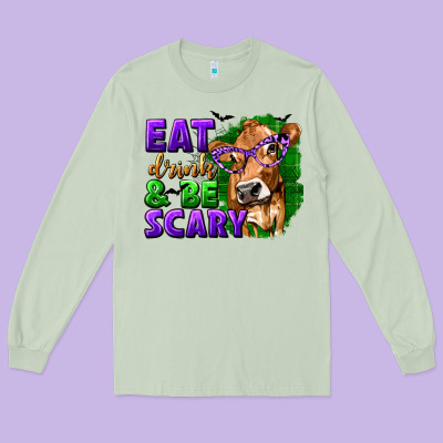 Eat Drink And Be Scary With Halloween Long Sleeve Tee Designed By Texasbilliewilder