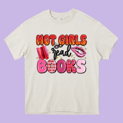 Hot Girls Read Books Heavy Core Tee Designed By Maliassmallbusiness