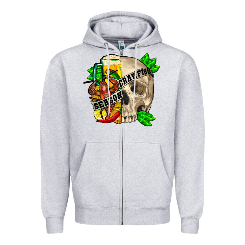 Skull Crawfish Season Zipper Hoodie by FaDigitalArtStudio | Teevron