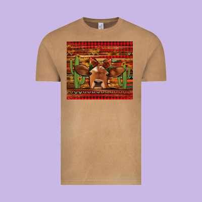 Western Christmas Cow Tumbler Vintage Tee Designed By Jasminsmagicworld
