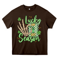 Chocolate Brown lucky season Heavy Core Tee - MaliasSmallBusiness
