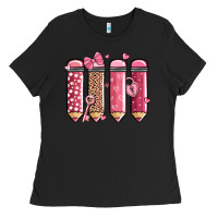 Black valentine' day teacher school pencils Ladies Tee - MaliasSmallBusiness