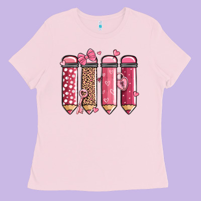 Valentine' Day Teacher School Pencils Ladies Tee Designed By Maliassmallbusiness