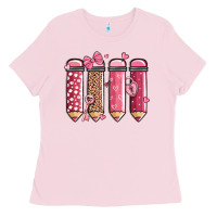 Bubblegum Pink valentine' day teacher school pencils Ladies Tee - MaliasSmallBusiness