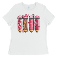 White valentine' day teacher school pencils Ladies Tee - MaliasSmallBusiness