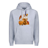 Heather Grey Pumpkin Spice Coffee Premium Hoodie - FaDigitalArtStudio