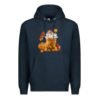 Navy Pumpkin Spice Coffee Premium Hoodie - FaDigitalArtStudio
