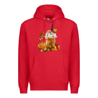 Red Pumpkin Spice Coffee Premium Hoodie - FaDigitalArtStudio