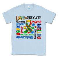 Dusty Blue autism awareness typography Classic Tee - Artiststas