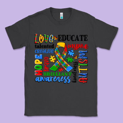 Autism Awareness Typography Classic Tee Designed By Artiststas