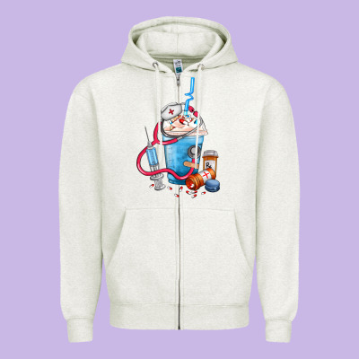 Nurse Frappe Coffee Zipper Hoodie Designed By Fadigitalartstudio