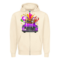 Sandshell Mardi Gras Truck Leopard Mask Zipper Hoodie - FaDigitalArtStudio