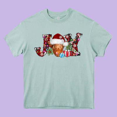 Joy Christmas Heifer Heavy Core Tee Designed By Adodesignshop