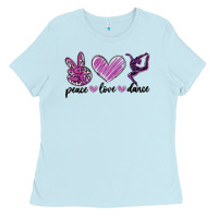 Baby Blue peace love dance Ladies Tee - MaliasSmallBusiness