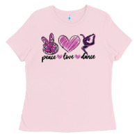 Bubblegum Pink peace love dance Ladies Tee - MaliasSmallBusiness