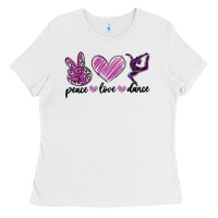 White peace love dance Ladies Tee - MaliasSmallBusiness