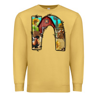 Antique Gold farm life alphabet lowercase letters n Premium Sweatshirt - BundleAndBundleShop