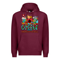 Burgundy Coffee And American Football Coffee Cups Premium Hoodie - FaDigitalArtStudio