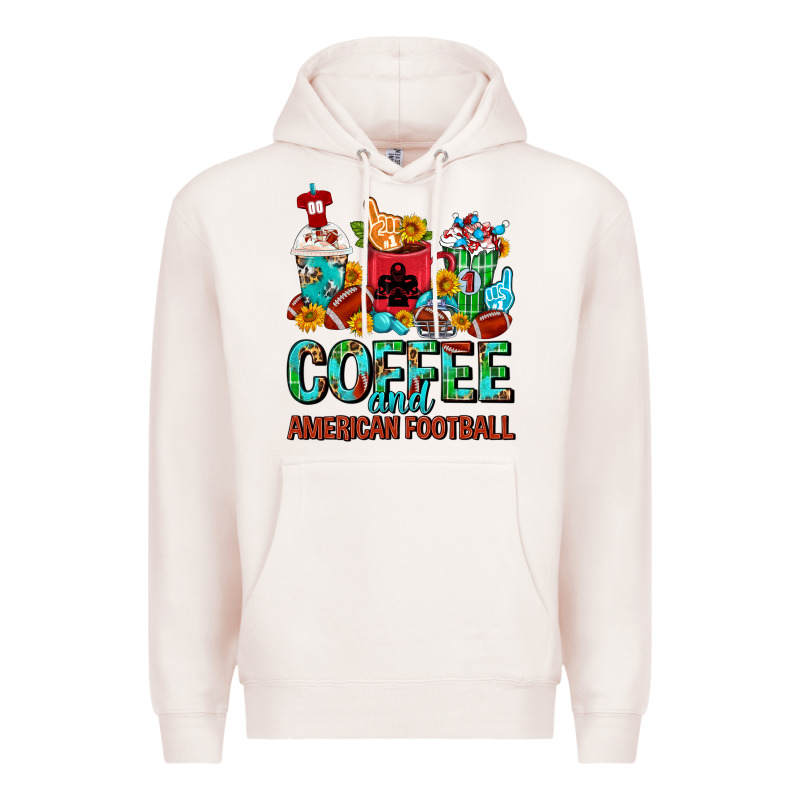 Coffee And American Football Coffee Cups Premium Hoodie by FaDigitalArtStudio | Teevron