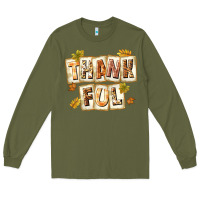 Army Green Thankful with Plate Long Sleeve Tee - texasbilliewilder