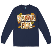 Navy Thankful with Plate Long Sleeve Tee - texasbilliewilder