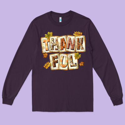Thankful With Plate Long Sleeve Tee Designed By Texasbilliewilder