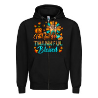 Black Grateful Thankful Blessed Thanksgiving Cold Drink Zipper Hoodie - FaDigitalArtStudio