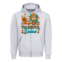 Heather Grey Grateful Thankful Blessed Thanksgiving Cold Drink Zipper Hoodie - FaDigitalArtStudio