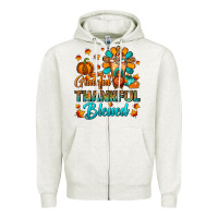 Oatmeal Heather Grateful Thankful Blessed Thanksgiving Cold Drink Zipper Hoodie - FaDigitalArtStudio