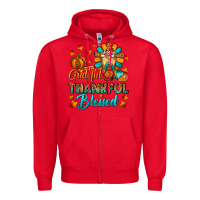 Red Grateful Thankful Blessed Thanksgiving Cold Drink Zipper Hoodie - FaDigitalArtStudio