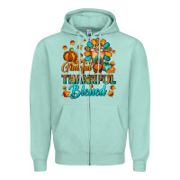 Grateful Thankful Blessed Thanksgiving Cold Drink Zipper Hoodie | Teevron