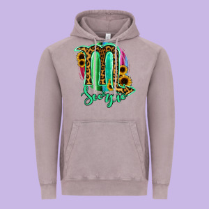Scorpio Zodiac Sign Sunflower Leopard Serape Vintage Hoodie Designed By Ranaportraitstore