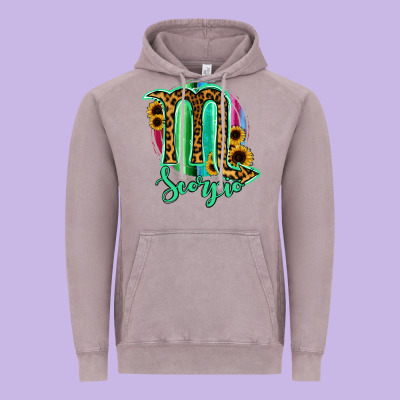 Scorpio Zodiac Sign Sunflower Leopard Serape Vintage Hoodie Designed By Ranaportraitstore