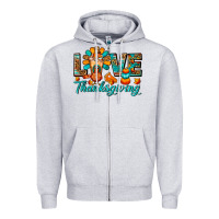 Heather Grey Love Thanksgiving Gobble And Frappe Zipper Hoodie - FaDigitalArtStudio