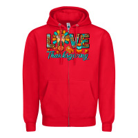 Red Love Thanksgiving Gobble And Frappe Zipper Hoodie - FaDigitalArtStudio