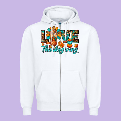 Love Thanksgiving Gobble And Frappe Zipper Hoodie Designed By Fadigitalartstudio