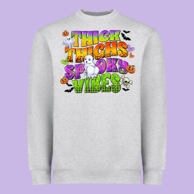 Thick Thighs And Spooky Vibes Heavyweight Sweatshirt Designed By Cowgirlartshop