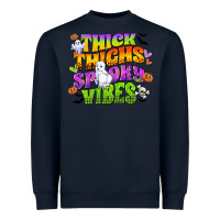 Navy thick thighs and spooky vibes Heavyweight Sweatshirt - CowGirlArtShop