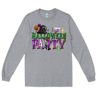 Heather Grey Halloween Party Long Sleeve Tee - texasbilliewilder