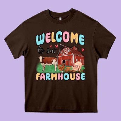 Welcome To Our Farmhouse Heavy Core Tee Designed By Maliassmallbusiness