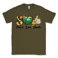 Army Green Peace Love Ducks Classic Tee - LillyAllenDesigns