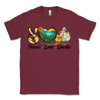Burgundy Peace Love Ducks Classic Tee - LillyAllenDesigns