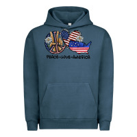 Pigment Midnight Navy peace love america Urban Hoodie - SublimationCraftShop