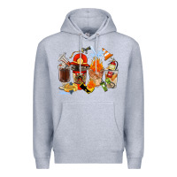 Heather Grey Firefighter Coffee Cups Premium Hoodie - FaDigitalArtStudio
