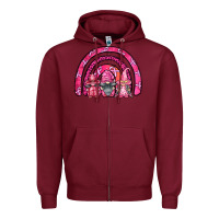 Burgundy breast cancer rainbow gnomes Zipper Hoodie - FaDigitalArtStudio