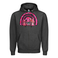 Charcoal Heather breast cancer rainbow gnomes Zipper Hoodie - FaDigitalArtStudio