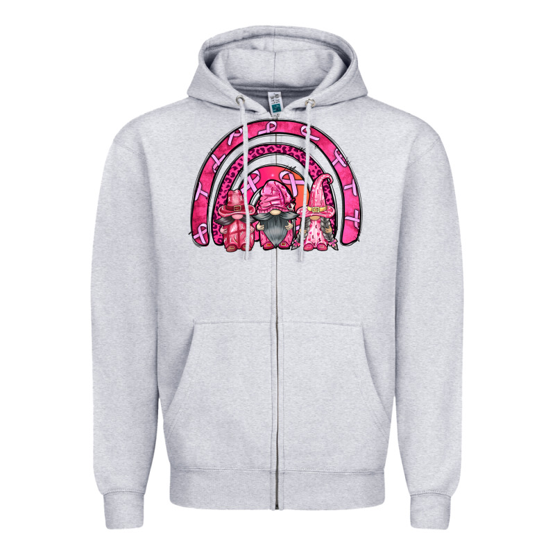 Breast Cancer Rainbow Gnomes Zipper Hoodie by FaDigitalArtStudio | Teevron